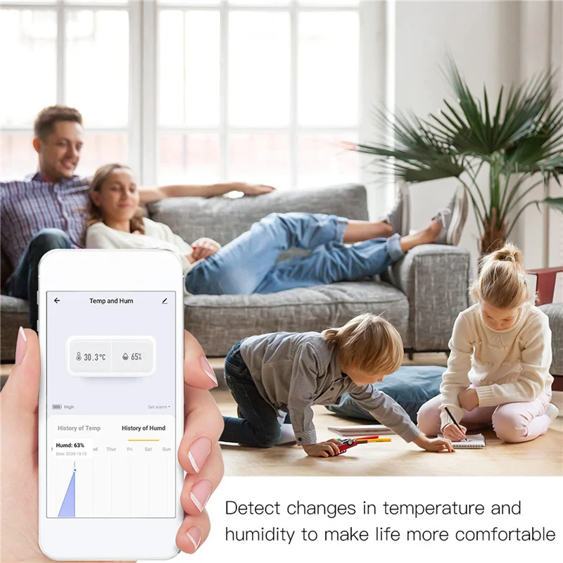 

ABZW 6X Tuya Smart Zigbee 3.0 Интеллектуальный датчик температуры и влажности с питанием от батареи Безопасность с Tuya Smart Life Alexa (B)