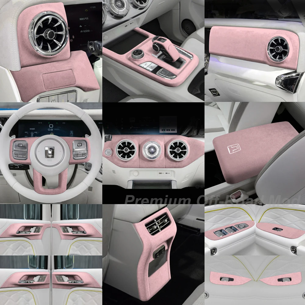 For 2021-2025 Tank 300 Cyber City Edition Pink Interior Modified Center Console Panel Mat, Armrest Box Cover, Door Handle