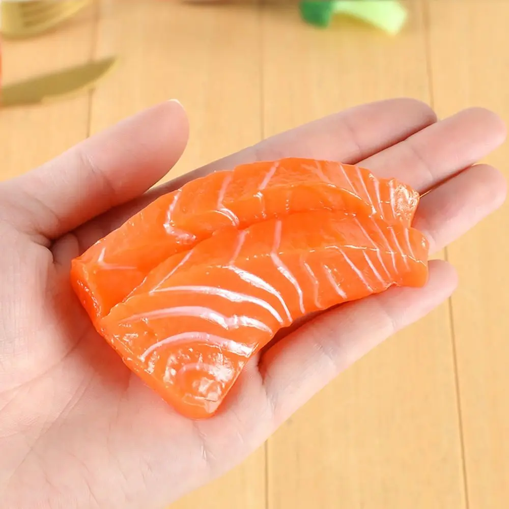 

Artificial Japanese Food Realistic Salmon Model Sushi Seafood Simulated Sashimi Model Pretend Play PVC Fake Food Boy