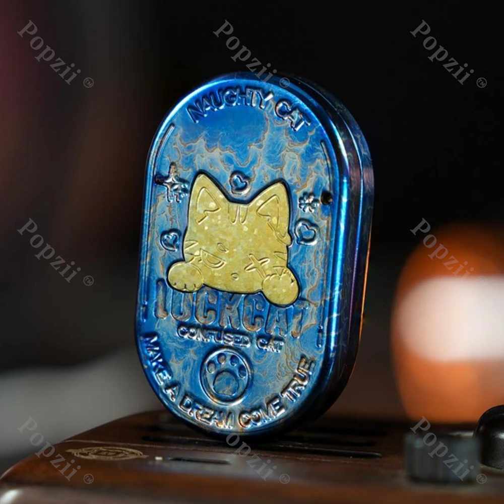Cat EDC Storm Titanium Rotates Left and Right 360° Mechanical Multi Orbit Push Slider Fidgeting toys Antistress Anxiety Toys