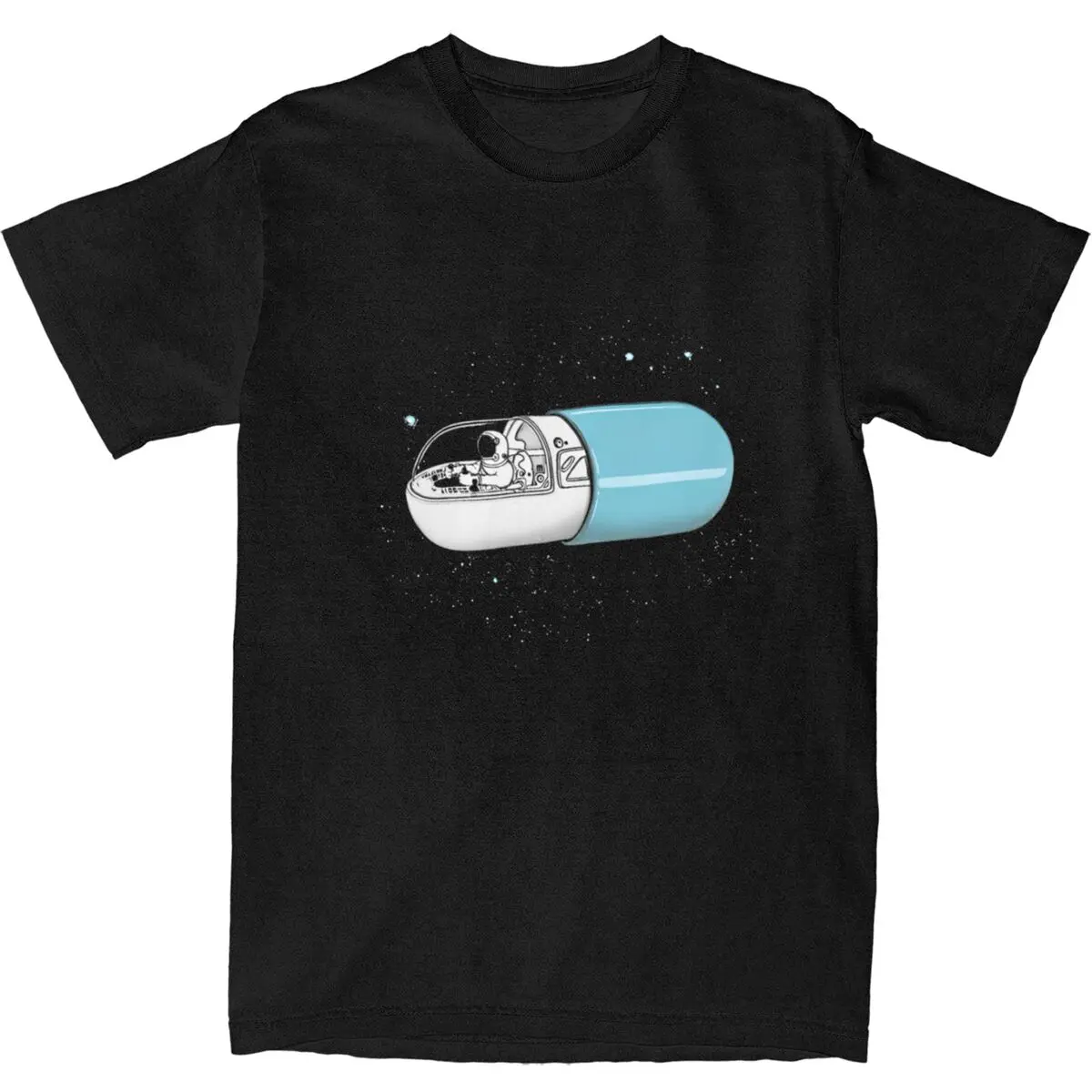 Space Capsule T-Shirt Hipster T Shirts Short Sleeve Awesome Tops Beach Pure Cotton O-Neck Plus Size 5XL Top Tees