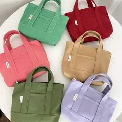 New Leisure Canvas Mini Tote Handbag Korean Designer Simple Small Tote Female Sac Shopper Purse Lunch Bag