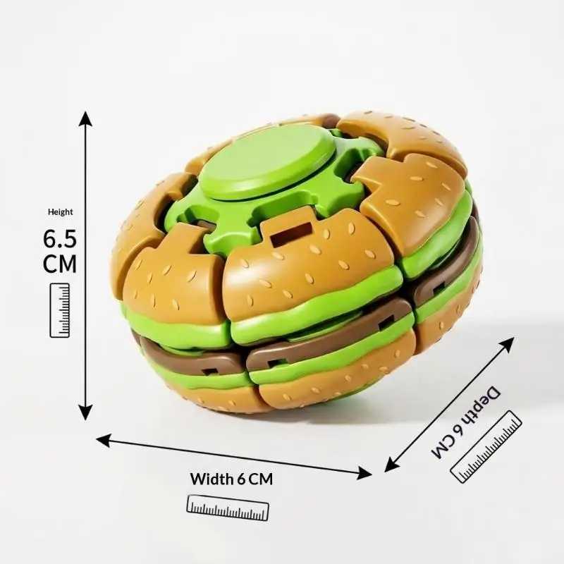 Hamburger Rotating Stress Ball Quiet Anxiety Calm Fidget Toy Suitable for Autism ADHD Kids Birthday Gift Ideas