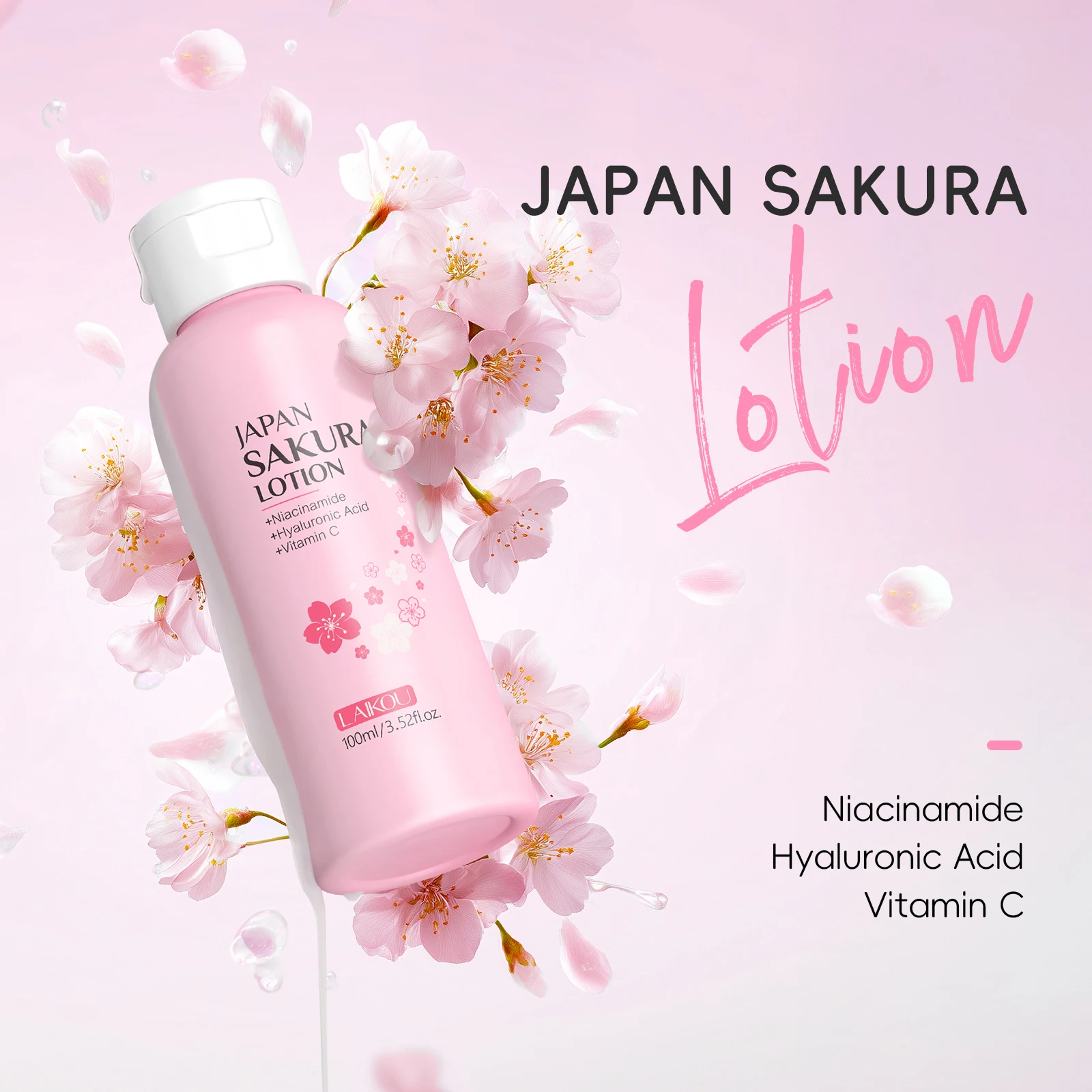 LAIKOU Japan Sakura Lotion 100ml Hydrating Smooth Fine Lines Radiant Skin Tone Daily Face Care