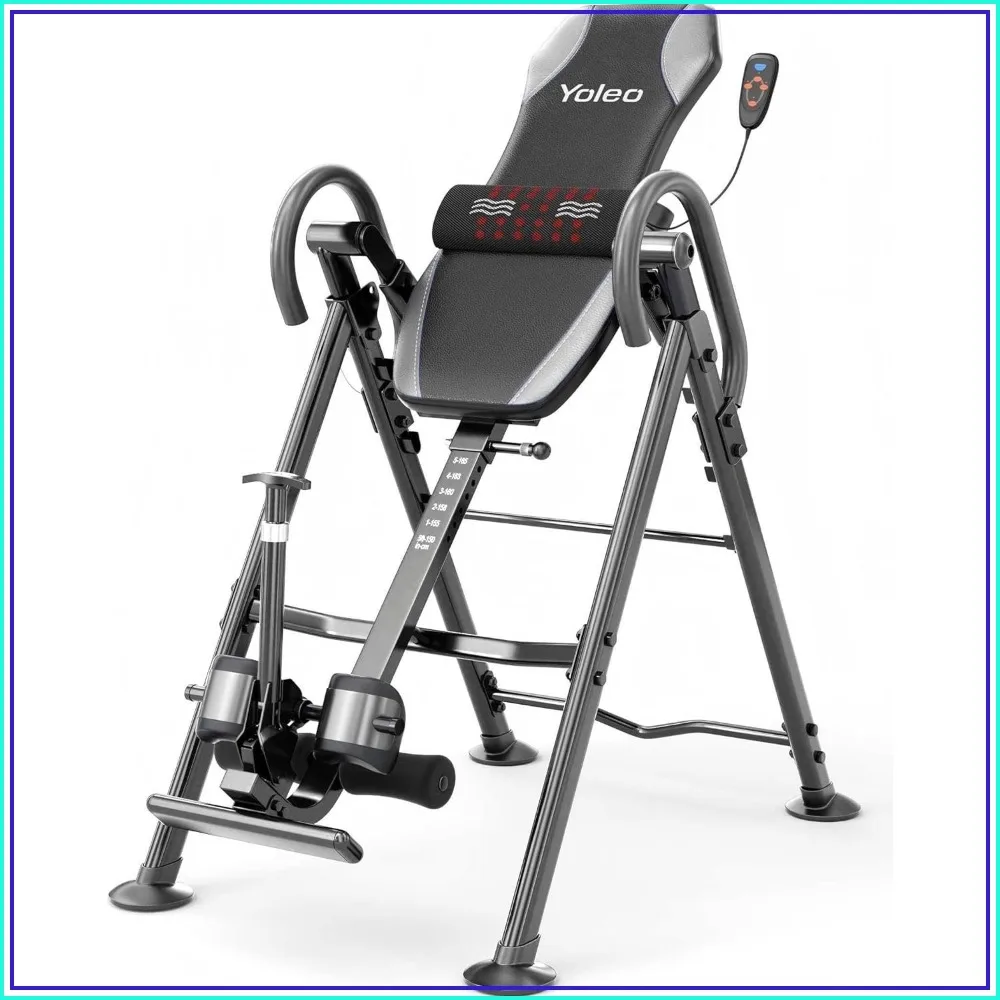 2026 Inversion Table with Heat & Massage Lumbar Pad for Back Pain Relief, 300 lbs Capacity