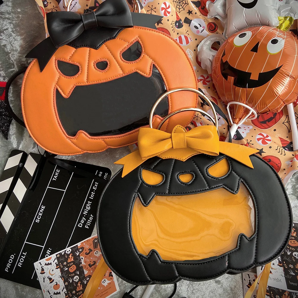 

Original Design Pumpkin Ita Bag Shoulder Crossbady Sac Femme Halloween Bolsos Mujer Personalized Hand Bags Contrast Bow Bolso