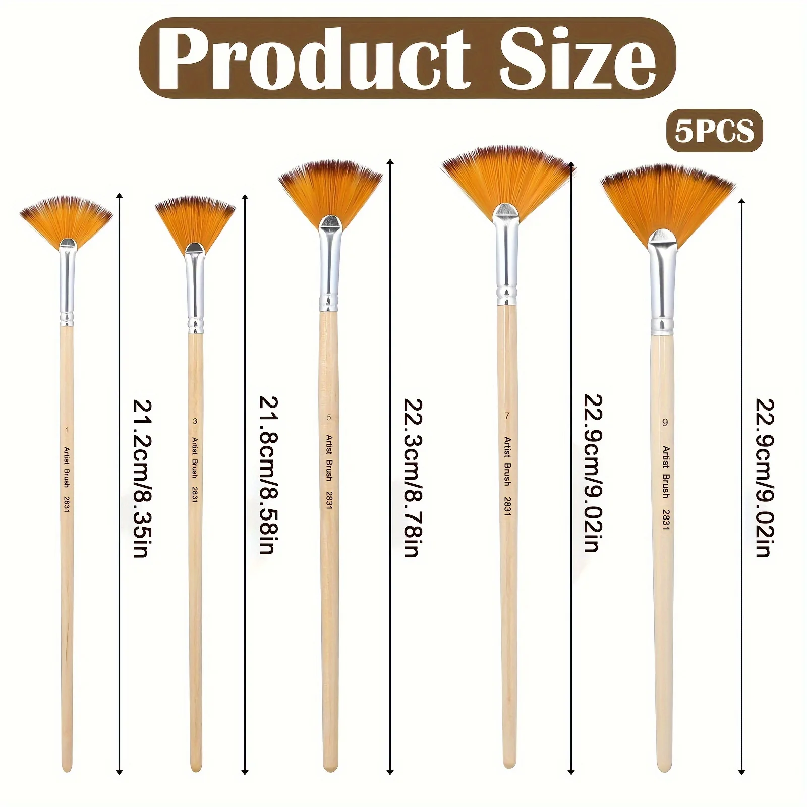 5pcs Fan Paint Brushes, Oil Acrylic Paint Brushes Nylon Hair Watercolor Fan Artist Brushes for Acrylic Watercolor Painting