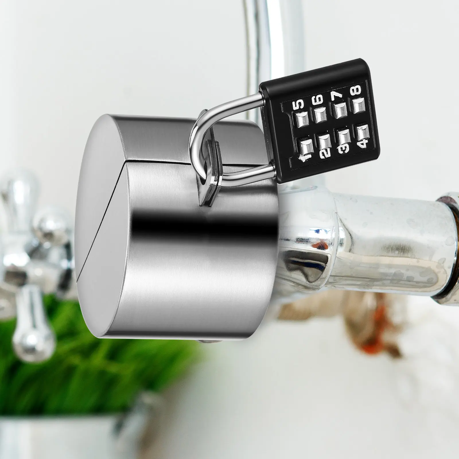 1Set Outdoor Spigot Lock Stainless Steel Water Spigot Locks Garden Hose Lock Coded Padlock Universal Fit Winter Faucet Protector