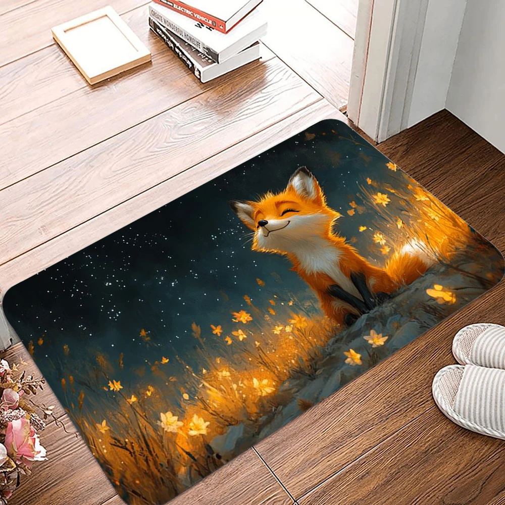 VIKAMA   Fairy-Tale Fox Rug  Anti-Slip Carpet  Home Decoration Carpet  Washable  Living Room  Bedroom  Kitchen  Floor Mat