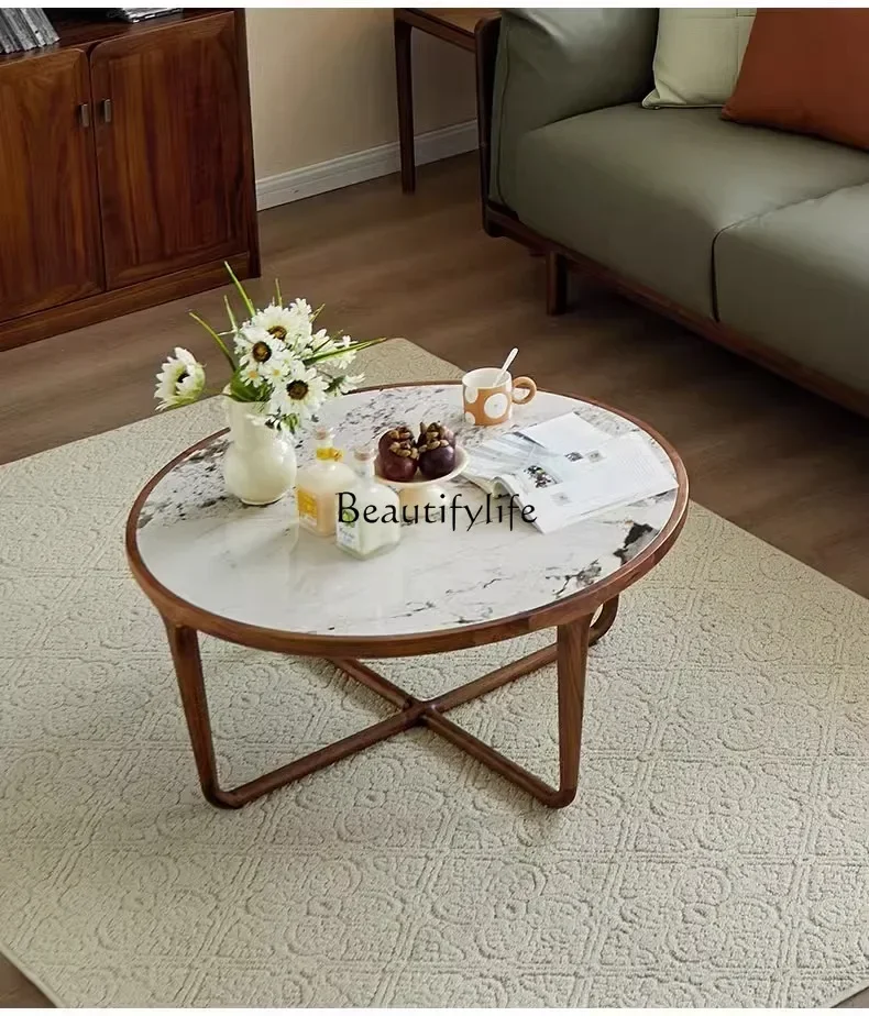 

ls 18 **North American black walnut all-solid wood coffee table Italian light luxury rock slab coffee table