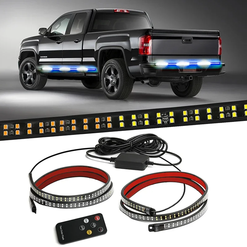 2Pcs Car Led Side Light Bar Signal Warning Lamp Emergency Strobe Light Pickup Taillight Truck Atmosphere Light 12-24V Waterproof