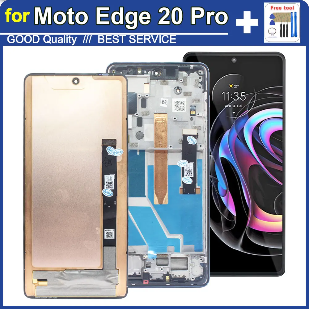 Tested LCD for Motorola Moto Edge 20 Pro LCD Display Touch Screen Digitizer Assembly Replacement for Moto Edge 20 Pro XT2153-1