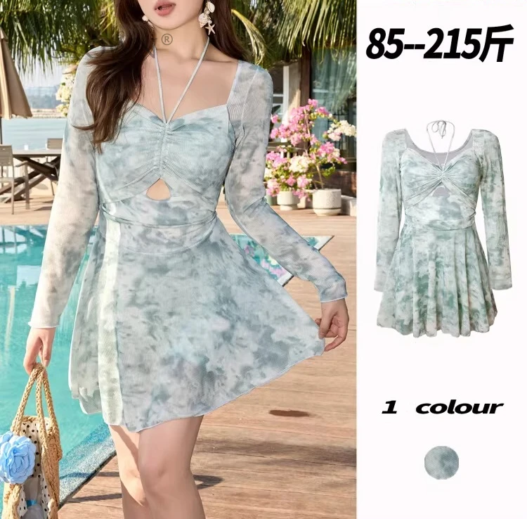 

2026 Новый купальник больших размеров, женский монокини, цельный корейский принт, цельный слинг, сексуальный горячий весенний купальник