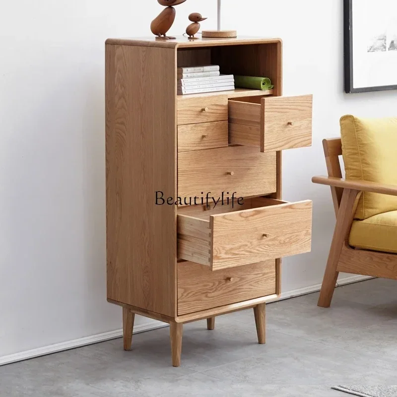 

yj21 Solid wood chest cabinet Nordic oak multi-functional locker Simple modern