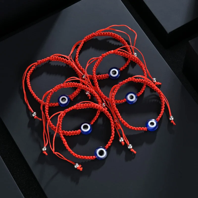 1-10pcs Evil Eye Bracelets for Women Men Lucky Eye Handmade Braided Red Rope Bracelets Lucky Friendship Adjustable Jewelry