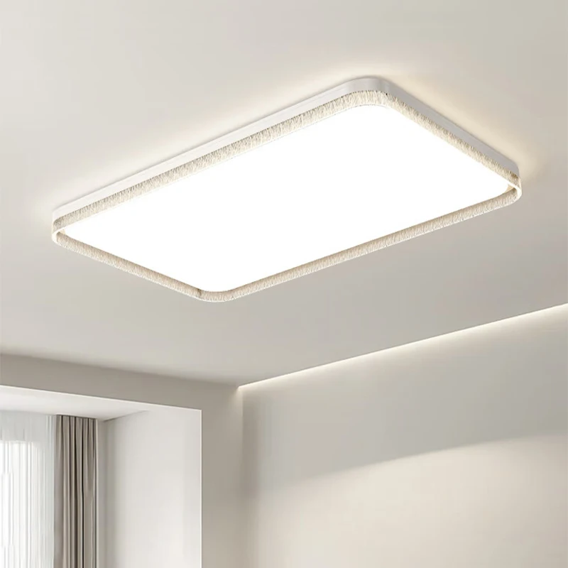 Cream Style Led Rectangular Living Room Ceiling Lights Ice Crack Bedroom Study Ceiling Lamps Simple Home Interior Lighting Lamps