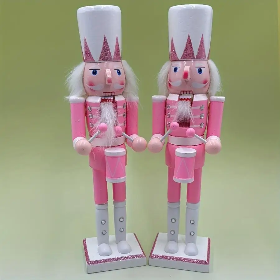 1/5/10/20/50/100pcs Presente de Natal: uma Estatueta de Soldado Quebra-Nozes de Madeira Rosa, uma Peça Decorativa para Festas Te