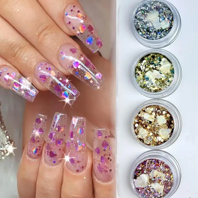 Brilhando Ultra-fino Prego Glitter, Irregular Fragmentos Coloridos, Céu Estrelado Em Pó, Nail Art, Sequins Making, DIY Decorações De Unhas, 1 Caixa