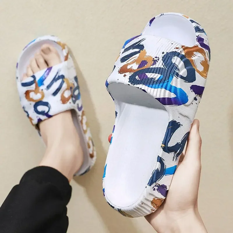 Male Slipper Eva Beach Shiatsu Bathroom Flat Indoor Men's Shoe Slides Walk Around Home House Clappers 2025 Style Summer Sale Fun