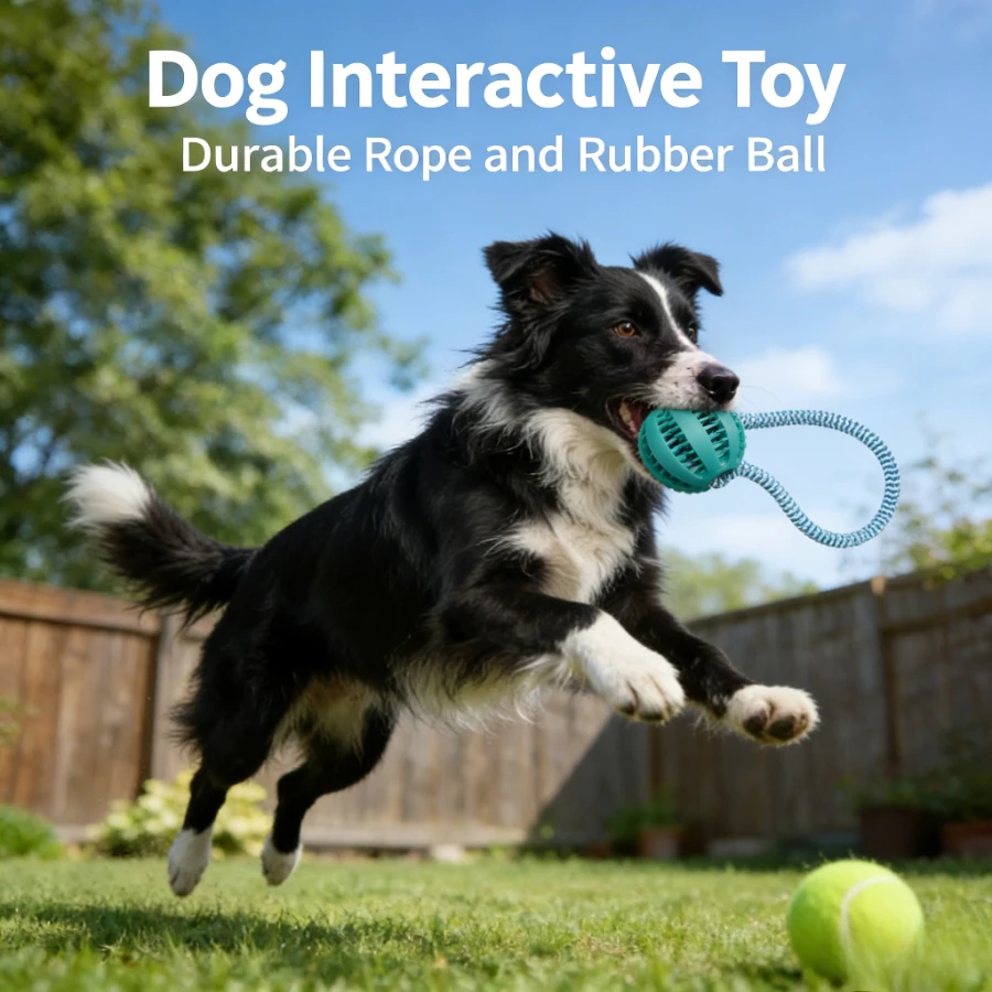 

Прочная игрушка-канат для собак с резиновым мячом | Интерактивный обучающий игровой инструмент | Развлечения на свежем воздухе для собак мелких и средних пород