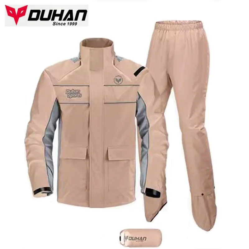 DUHAN Motorcycle Riding Raincoat Split Set Rider Raincoat Waterproof Rainstorm Proof Motorcycle Rainpants Reflective Safety TPU