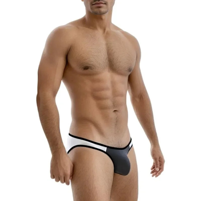 Ropa interior Sexy para hombre, calzoncillos de seda fina, transpirable, convexo en U, de cintura baja, 2 piezas, 2 piezas