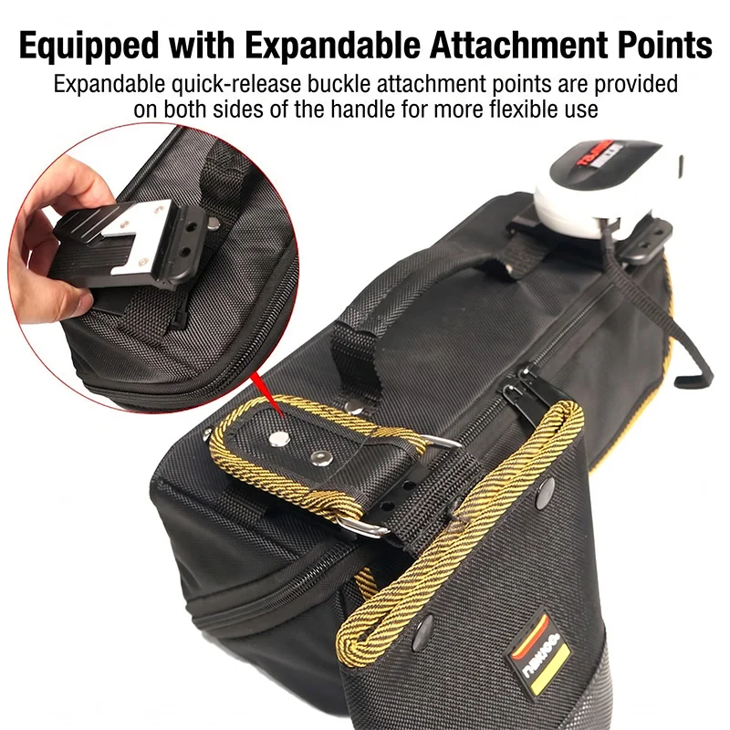 NAKIOO Portable Expandable Tool Bag Dual Handle Waterproof Wear-resistant Quick Clip Storage Tote for Electrician Repair Work