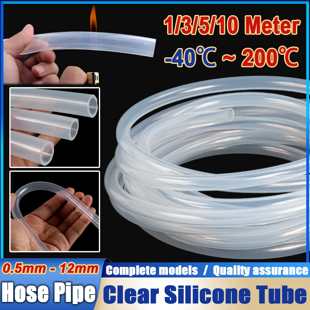 1/5/10/20 Meters Transparent Food Grade Silicone tube 0.5mm-12mm Flexible Garden Rubber hose Aquarium Soft Tubing Silicone pipe