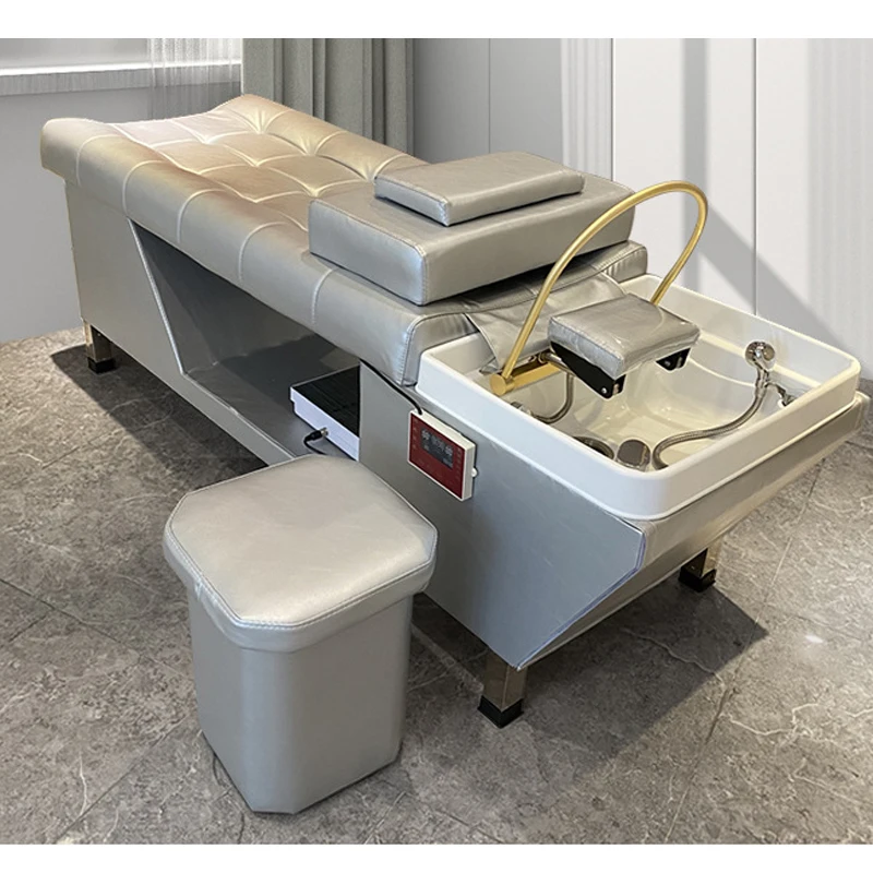 Good Quality Latte Colour Stretchers Facial Spa Shampoo Bed Hair Salon Washing Chair Stainless Steel