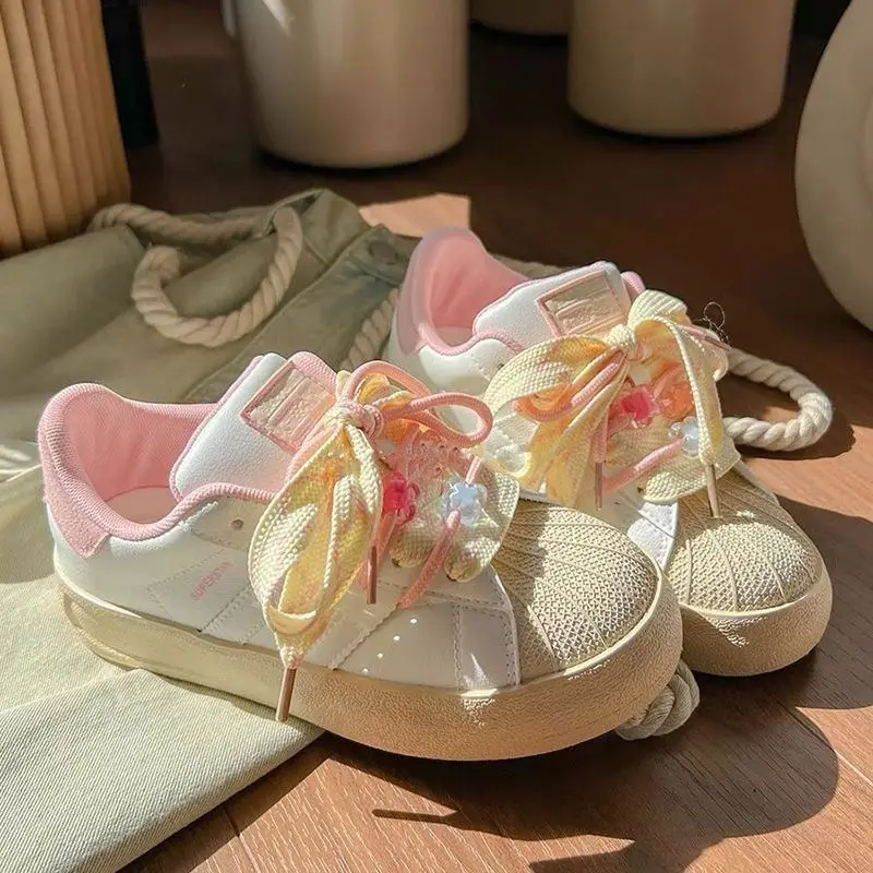 

Chic 2024 New! Women's Waist Tie Knitted Sweater. 2024 Spring Women's Shoes. Thick Bottom. Versatile. White Sneakers