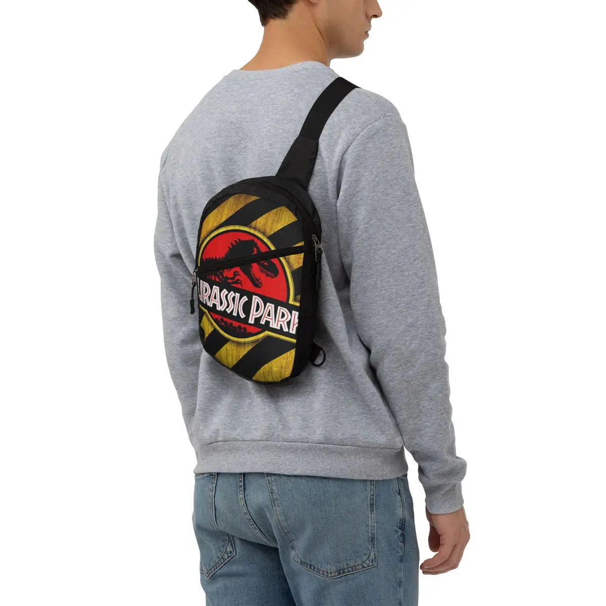 208.assic Parks-Sac à bandoulière dinosaure pour homme, sac à dos de poitrine, sac à bandoulière pour le camping et le vélo, mode mondiale initiée