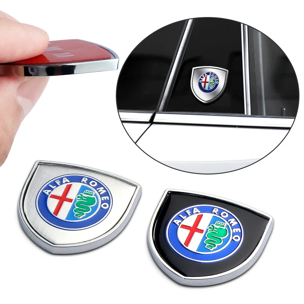 Hub Caps 1pc 3D Metal Shield Emblem Car Window Trunk Decor Sticker For Alfa Romeo Logo 159 Giulietta Mito 147 F1 Stelvio Volante view 6
