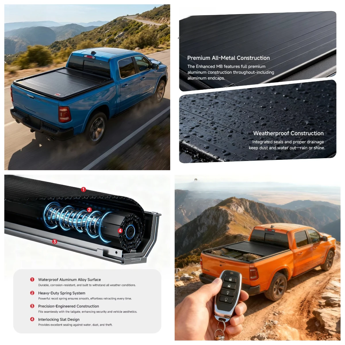 

STLF Ambull Factory Alloy Electric Tonneau Cover For Pickup Retractable Roller Shutter Lid With Locking & Waterproof Function