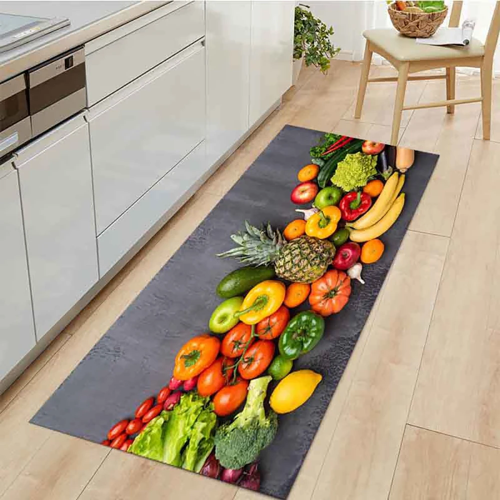 VIKAMA Crystal Velvet New Tableware Entrance Mat Kitchen Absorbent Long Strip Bedroom Anti-Slip Living Room Carpet Home Decor