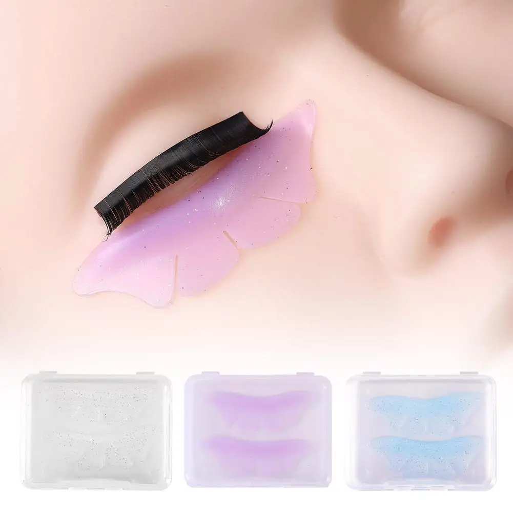 1 ペアシリコングリッター蝶ラッシュリフトパッドまつげ 3D まつげパッドロッドリフティングまつげエクステンションパーマアクセサリーカーラー V4J6