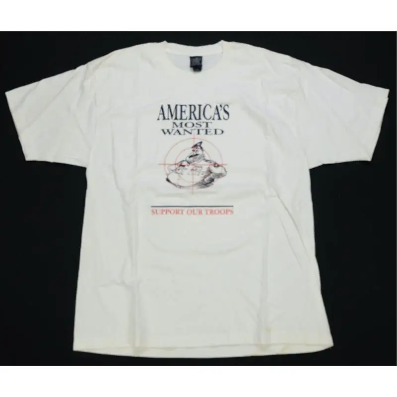 Rare VTG America’s Most Wanted Saddam Hussein Support Our Troops T Shirt 90s XL