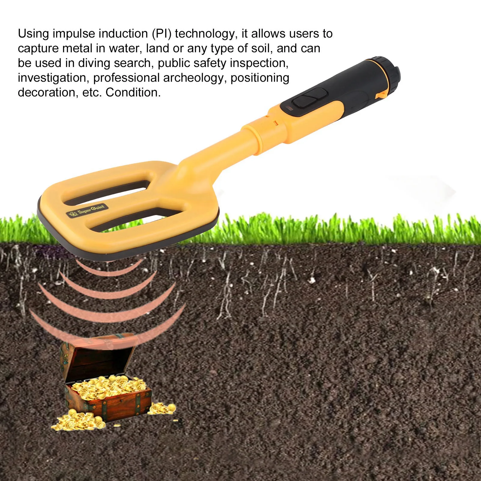 3in1金属探知機IP68防水充電式長持ちバッテリー池プール海用手持ち式金金属探知機