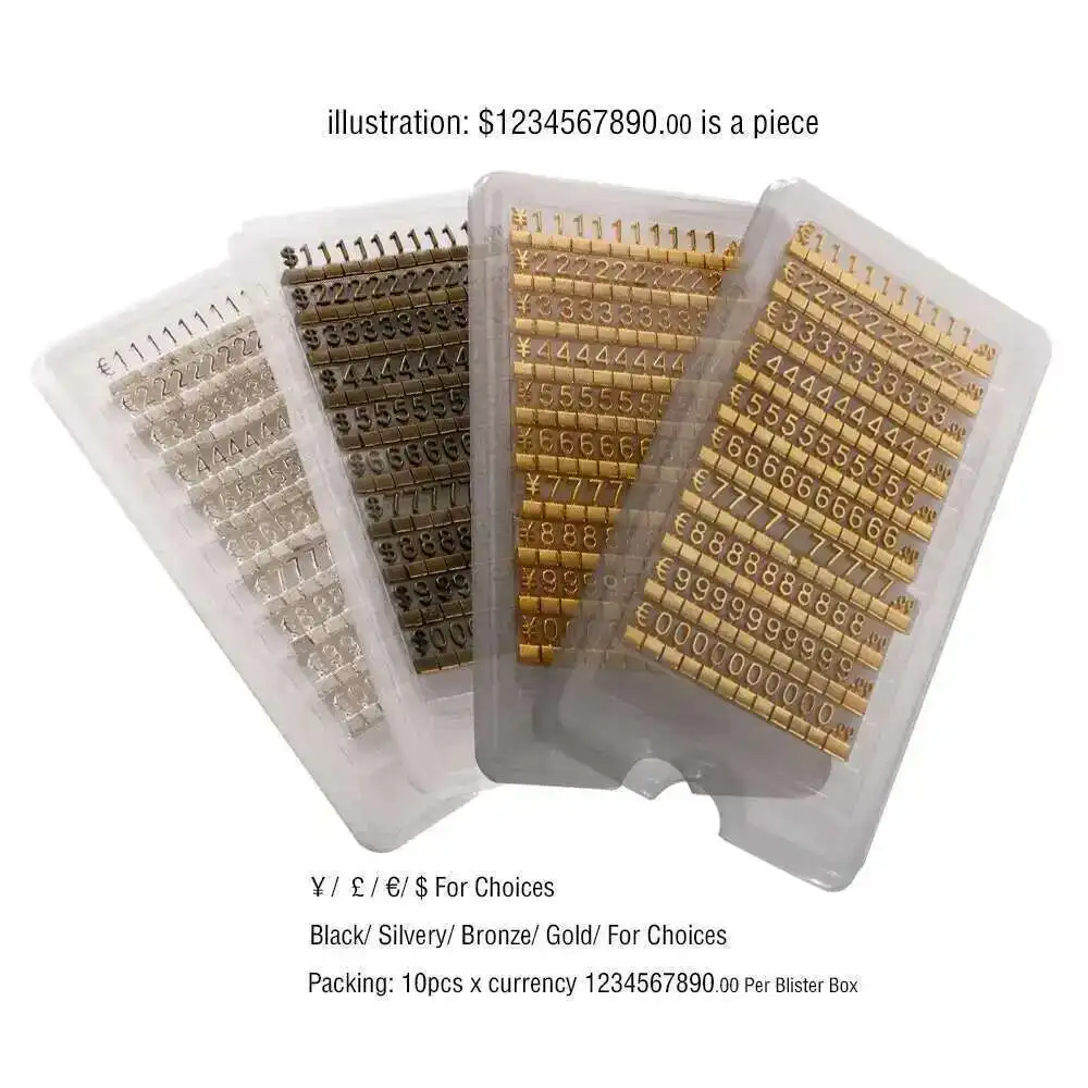 Luxury Metallic Price Cube Refills Assembly Jewelry Combined Tag 3d Numeral Blocks Watch Eyeglasses Showcase Display Digit Sign