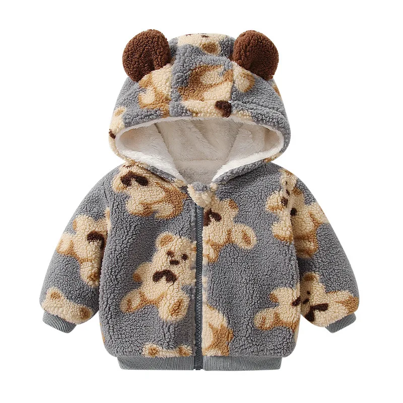 Fashion Fleece Thick Infant Toddler Child Warm Coat Toddler Outwear Hoodie Cartoon Boys Clothes Baby Girls Coat Winter Jacket