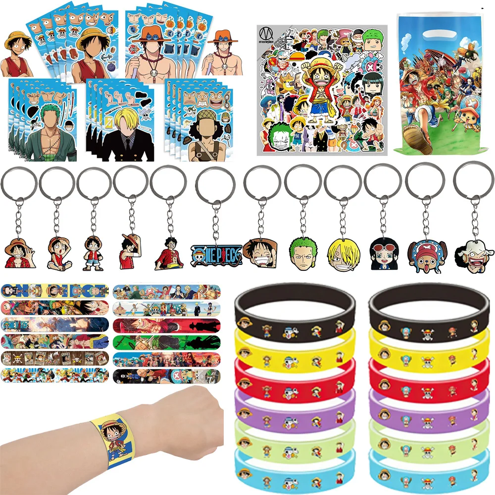 

One Piece Themed Party Favors Keychains DIY Stickers Gift Bags Balloons Children’s Gift Bag Fillers Party Supplies Decorations