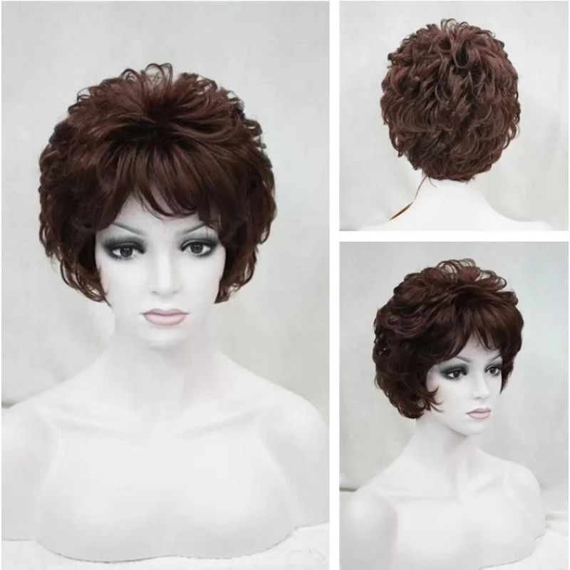 

Women Natural Short Wavy Curly Light Blonde Ladies Hair Full Wig
