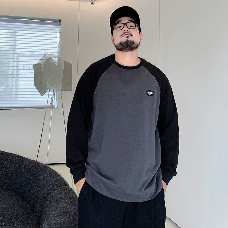 

Sweatshirts for Man T-shirt Black Top Men's Clothing Pullover Hoodieless Spliced Harajuku Fashion Autumn High Quality Winter Emo