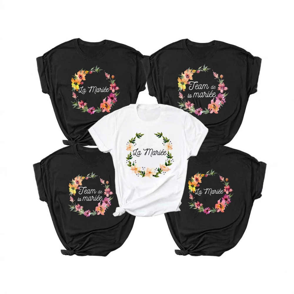 

Новые женские футболки Team Bride EVJF To Be Squad La Mariee для девичника, свадебные топы и футболки для женщин, свадебная одежда