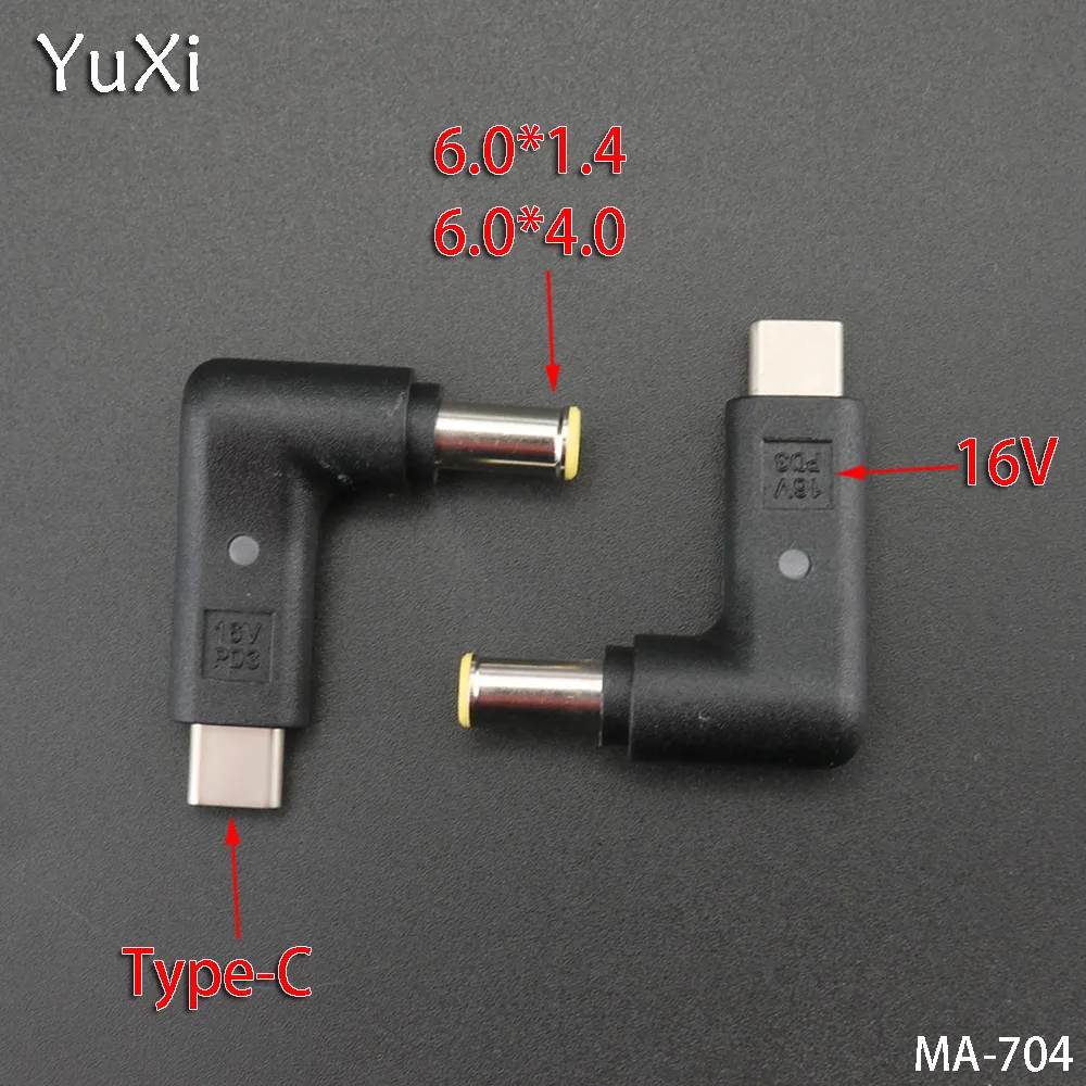 

YuXi 1pcs/lot 16V With lamp TYPE-C male to DC 6.0*1.4mm Charging power adapter DC Power Connector adapter replace repair