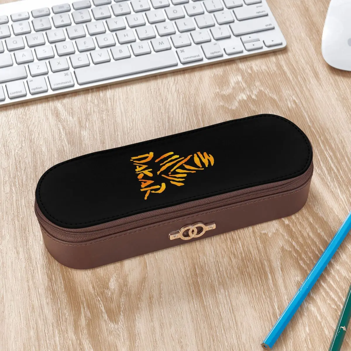 Dakar Rally Motorcycle Leather Pencil Cases Pencil Pouch Storage Stationery Supplies Pen Box Pencil Bag for Boy Girl Gifts