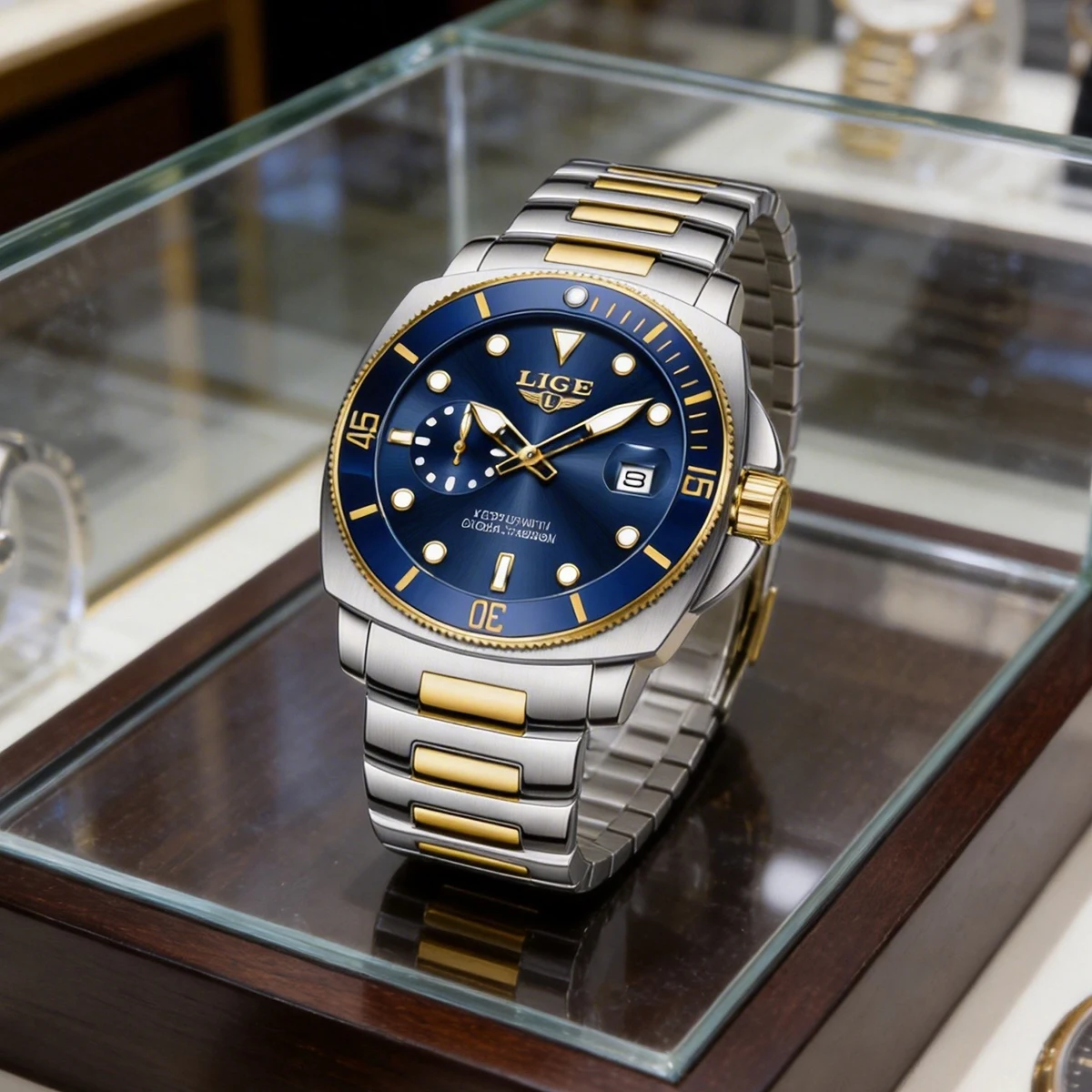 LIGE Top Fashion Luxus-Uhr für Herren, wasserdicht, leuchtend, mit Datumsanzeige, Herrenuhr aus Edelstahl, Business-Quarz-Armbanduhr für Männer