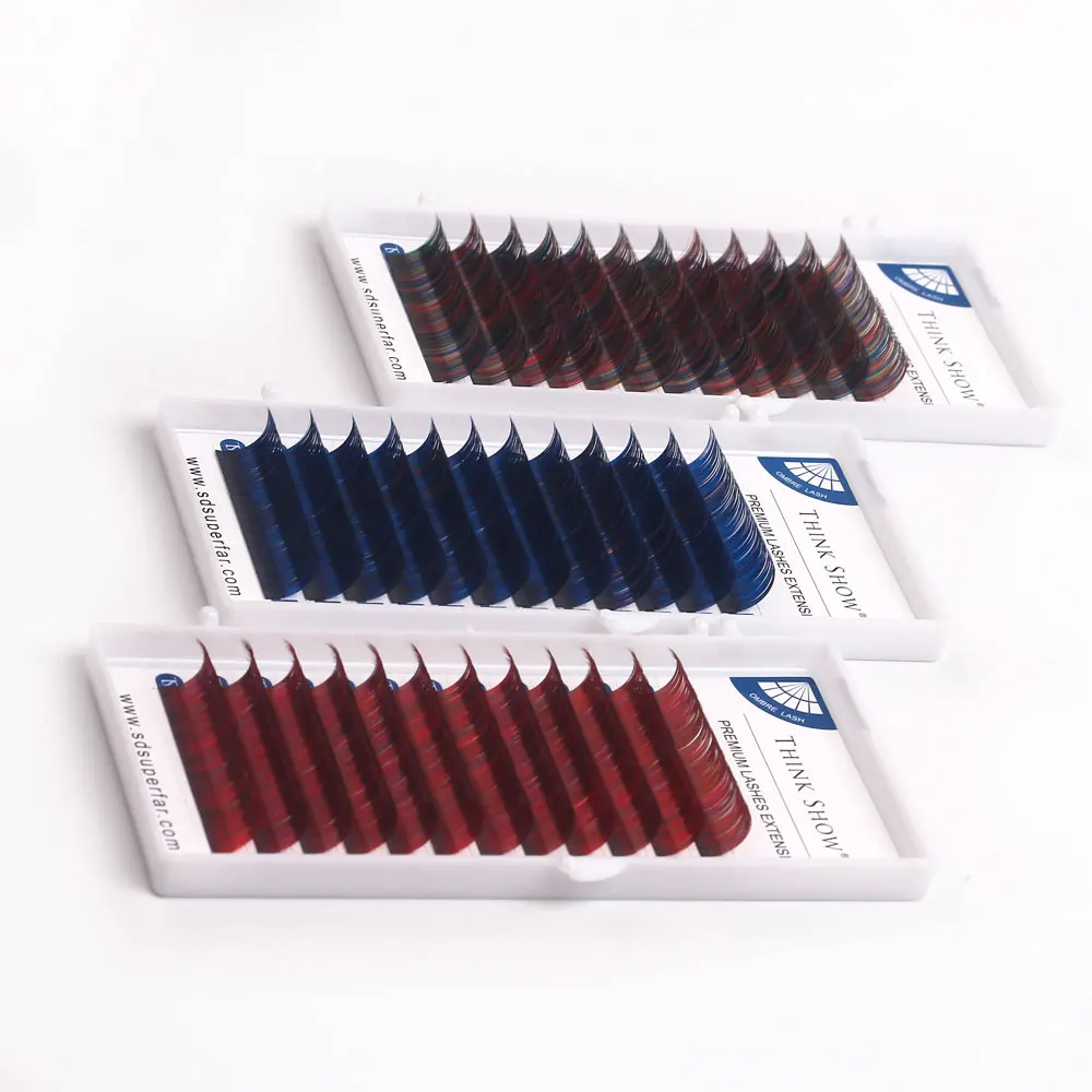 C d curl mix vermelho azul arco-íris cor clássico cluster individual cílios extensão falso compõem cosplay vison lash maquiagem ferramentas