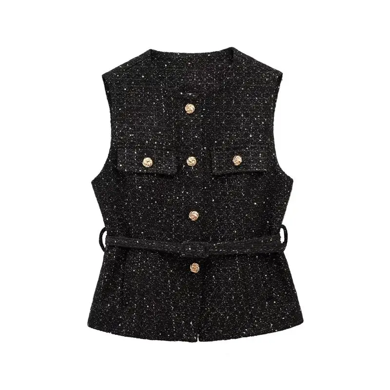 Spring Vest Jackets Women\'s 2025 New Jacket Coat Fashion Slim Belt O-neck Street Joker Youth Coat Vest