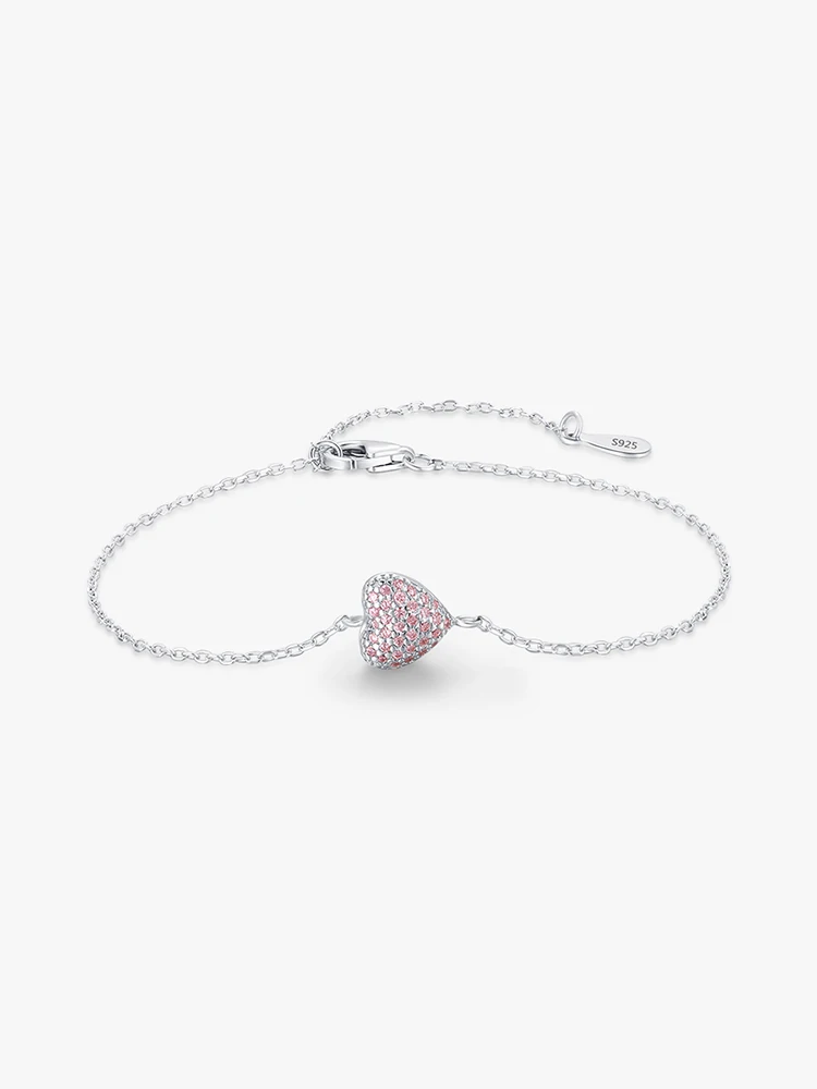 

Dawn's Jewel S925 Sterling Silver Personality Niche Heart Full Diamond Bracelet Popular Summer Hand Jewelry