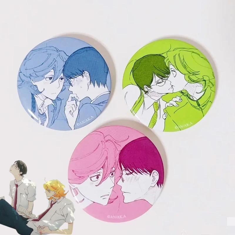 

Anime Doukyuusei Saito Rijin Kusakabe Hikaru‌ Cosplay Brooch Round Metal Badge Backpack Clothes 58MM Pins Jewelry Accessories